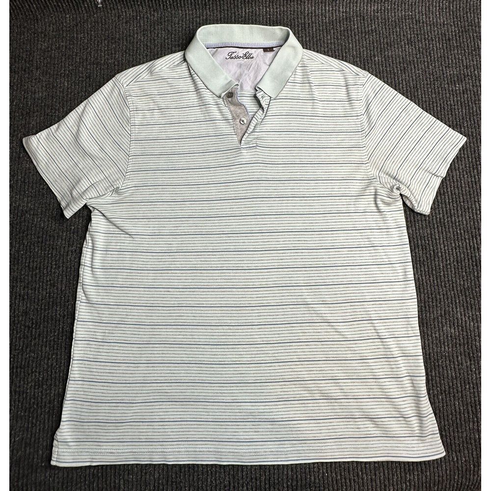 Tasso Elba Polo Shirt Adult Large Blue Golf Golfing Preppy Rugby Casual Mens